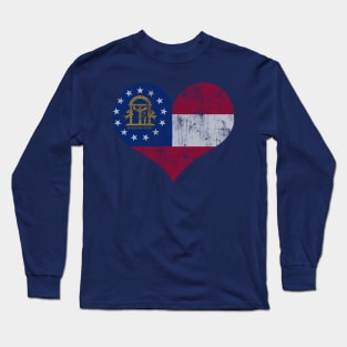 Vintage Flag of Georgia Heart Long Sleeve T-Shirt